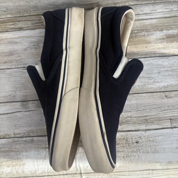 Polo Bear Ralph Lauren Shoes Sz 8 Keaton Slip on Sneakers Navy Blue Cotton Prep - Picture 4 of 12